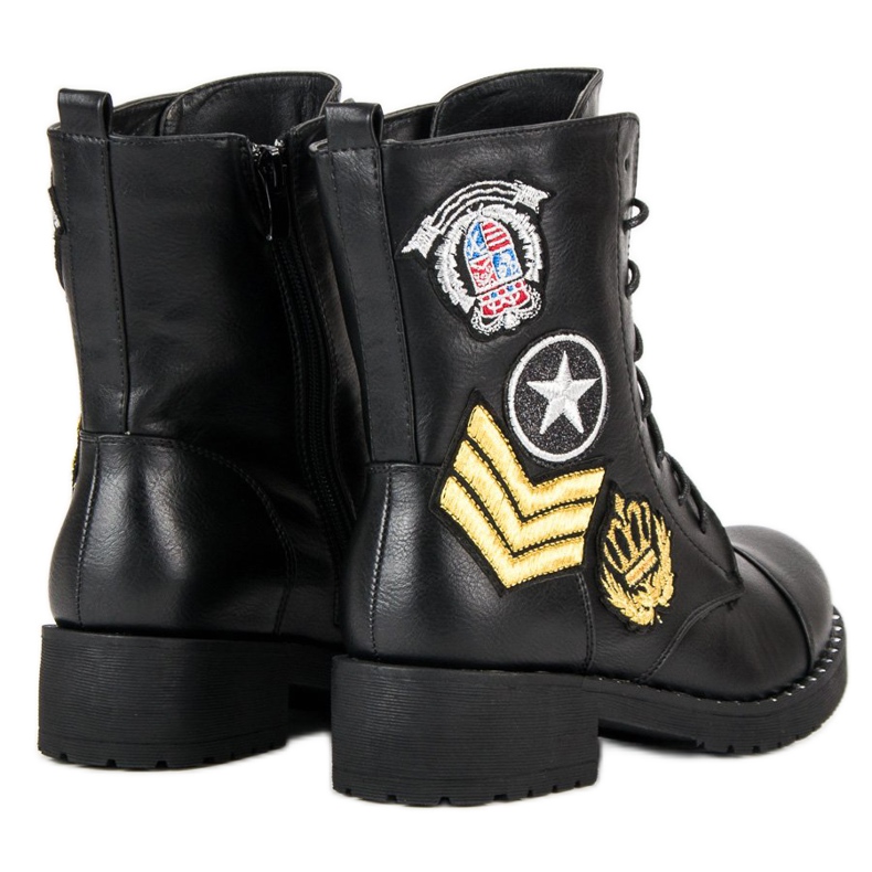 Diamantique Schwarze Militärstiefel 2