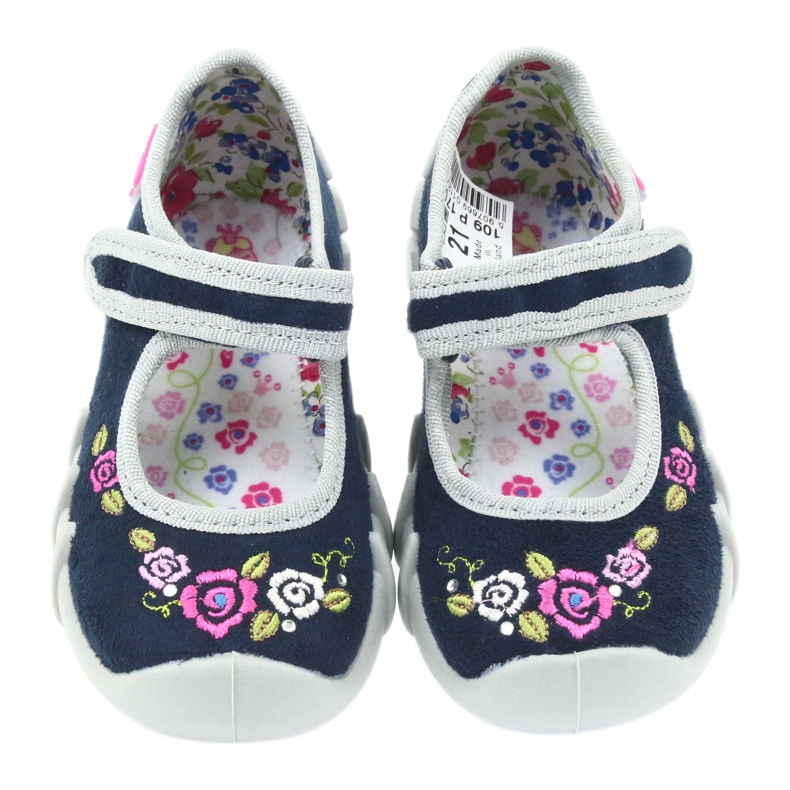 Befado Kinderschuhe Ballerinas Hausschuhe 109P170 grau marineblau 4