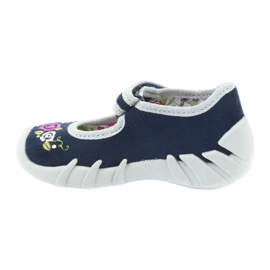 Befado Kinderschuhe Ballerinas Hausschuhe 109P170 grau navy blau 2