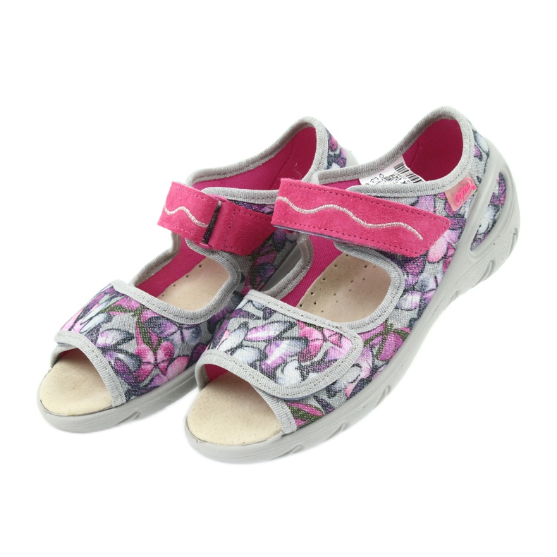 Befado Kinderschuhe Sandalen Leder Innensohle 433X029 lila grau rosa 4