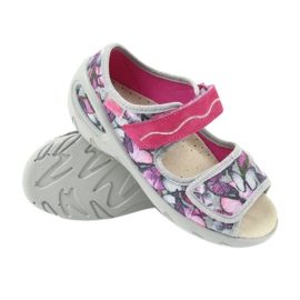 Befado Kinderschuhe Sandalen Leder Innensohle 433X029 lila grau rosa 3