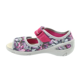 Befado Kinderschuhe Sandalen Leder Innensohle 433X029 lila grau rosa 2