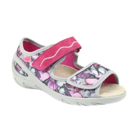 Befado Kinderschuhe Sandalen Leder Innensohle 433X029 lila grau rosa 1