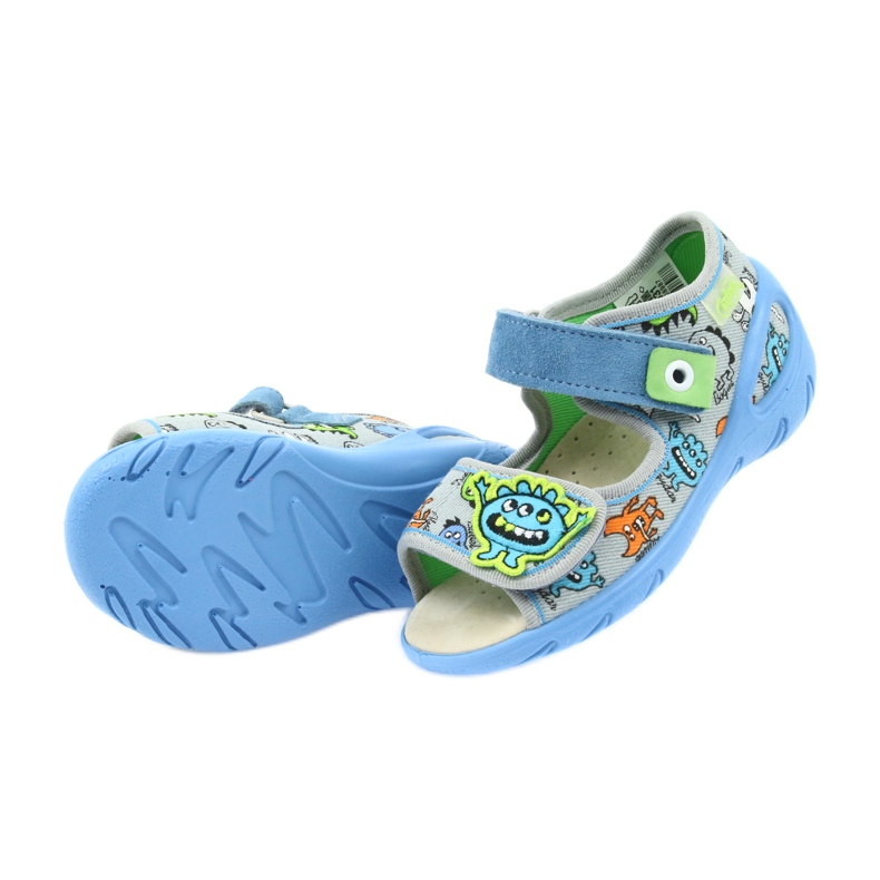 Befado Kinderschuhe PU 433P031 Hausschuhe blau grau 5