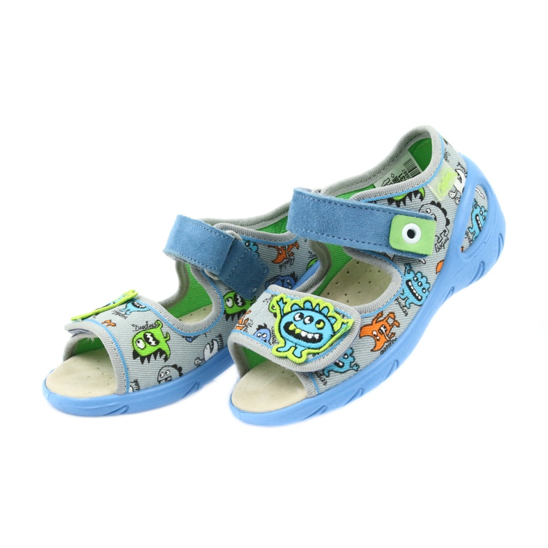 Befado Kinderschuhe PU 433P031 Hausschuhe blau grau 4