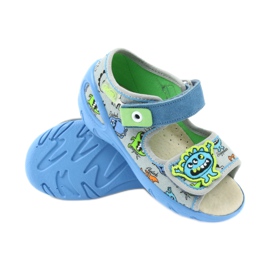 Befado Kinderschuhe PU 433P031 Hausschuhe blau grau 3