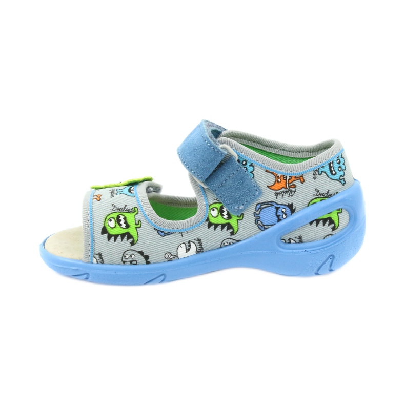 Befado Kinderschuhe PU 433P031 Hausschuhe blau grau 2