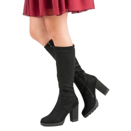 Super Mode Plateaustiefel aus Wildleder schwarz 2