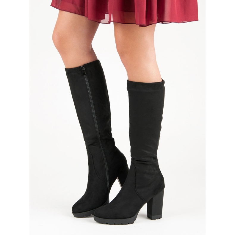 Super Mode Plateaustiefel aus Wildleder schwarz 1