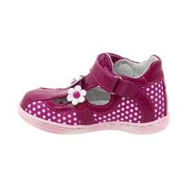 Gepunktete Ballerinas mit Blumen Ren But 267 rosa weiß 2