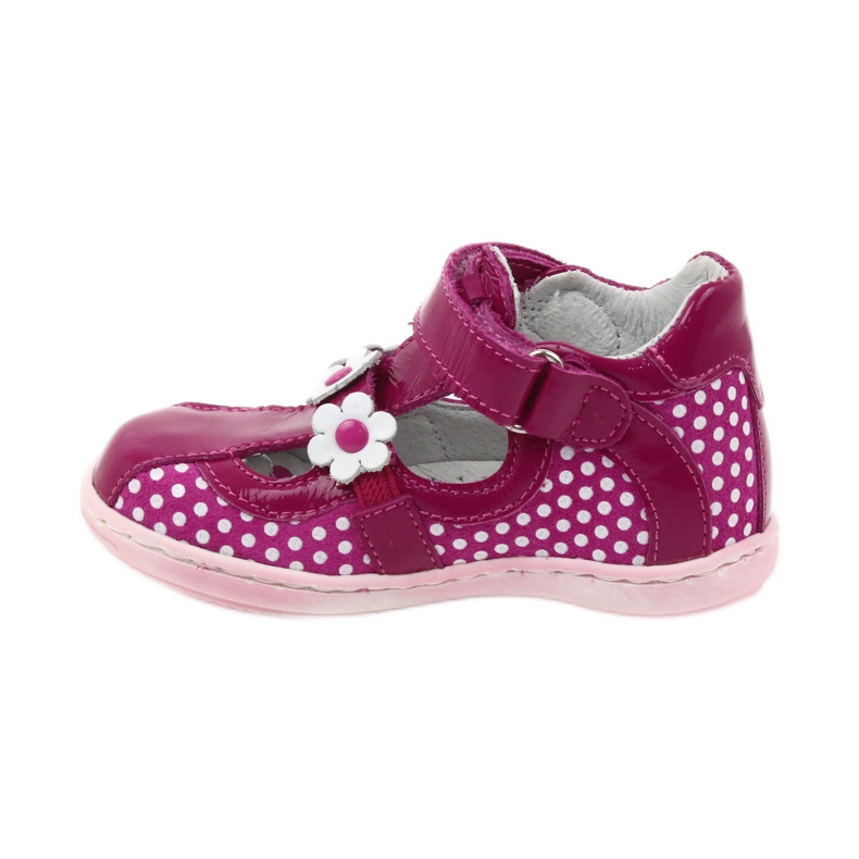 Gepunktete Ballerinas mit Blumen Ren But 267 rosa weiß 2