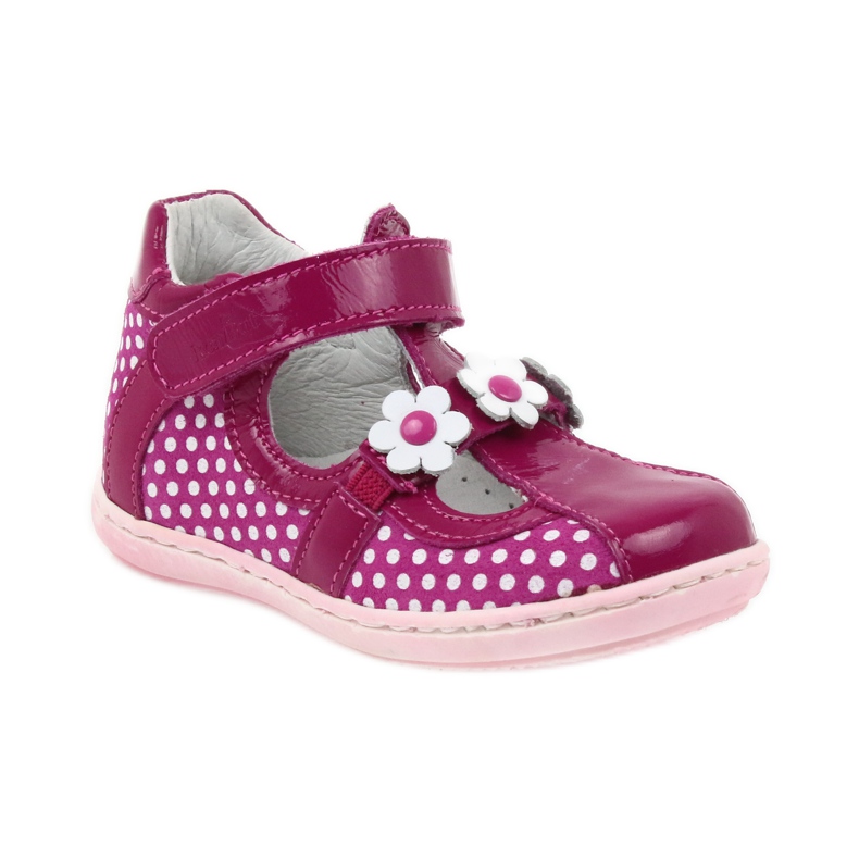 Gepunktete Ballerinas mit Blumen Ren But 267 rosa weiß 1