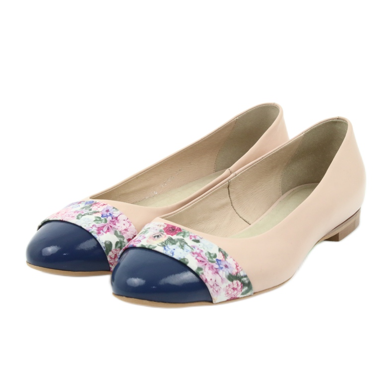 Ballerinas für Damen Blumen Edeo 1905 beige braun blau mehrfarbig rot 3