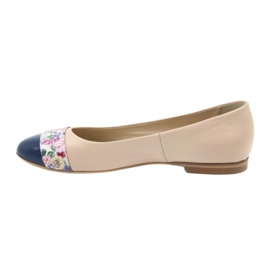 Ballerinas für Damen Blumen Edeo 1905 beige braun blau mehrfarbig rot 2