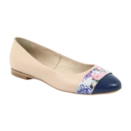 Ballerinas für Damen Blumen Edeo 1905 beige braun blau mehrfarbig rot 1