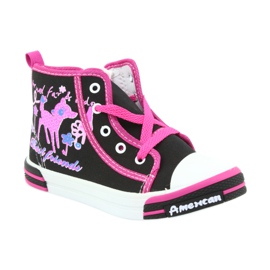 American Club Schwarze Turnschuhe Kinderschuhe mit Reißverschluss American TEN13 blau rosa 1