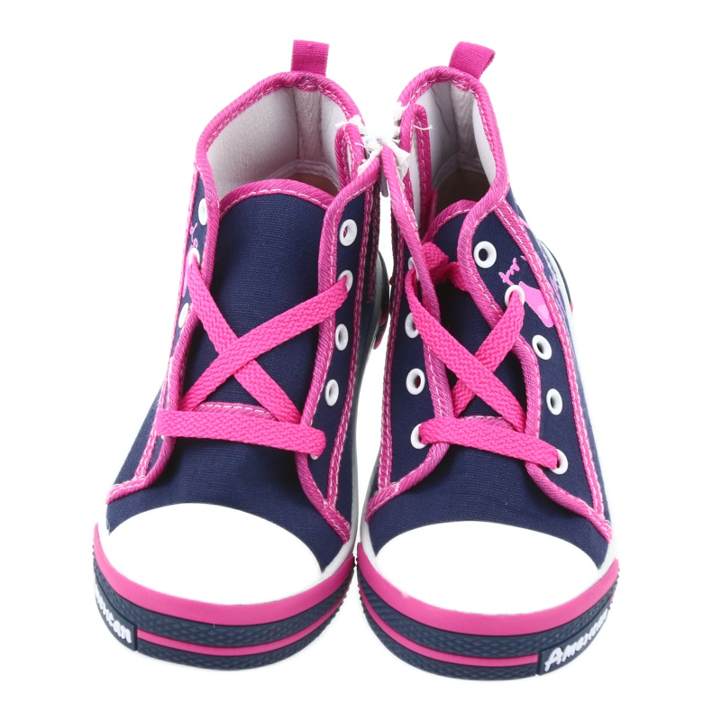 American Club Amerikanische TEN13 marineblaue Sneaker mit Reißverschluss navy blau rosa 4