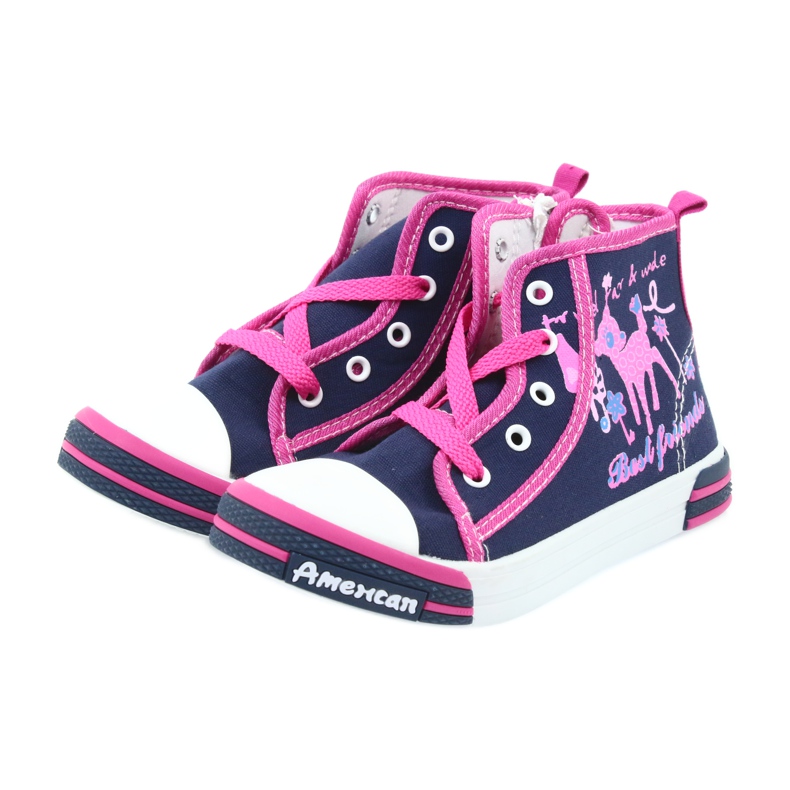 American Club Amerikanische TEN13 marineblaue Sneaker mit Reißverschluss navy blau rosa 3