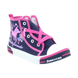 American Club Amerikanische TEN13 marineblaue Sneaker mit Reißverschluss navy blau rosa 1