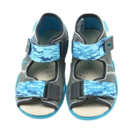 Befado Kinderschuhe Sandalen mit Ledereinsatz 350P062 blau grau 4