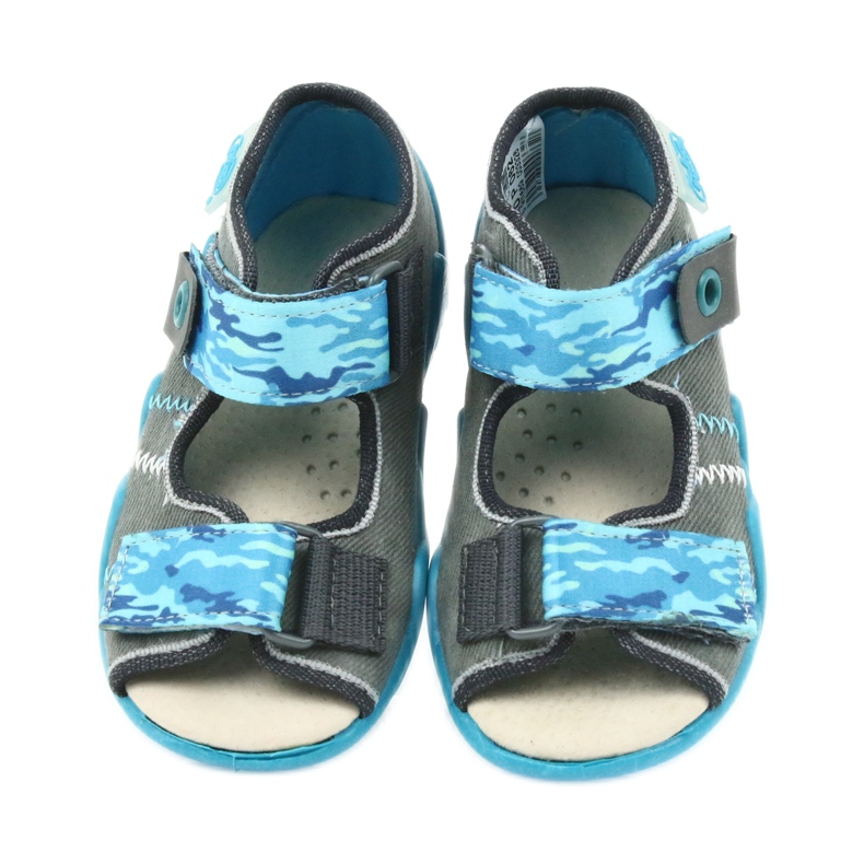 Befado Kinderschuhe Sandalen mit Ledereinsatz 350P062 blau grau 4