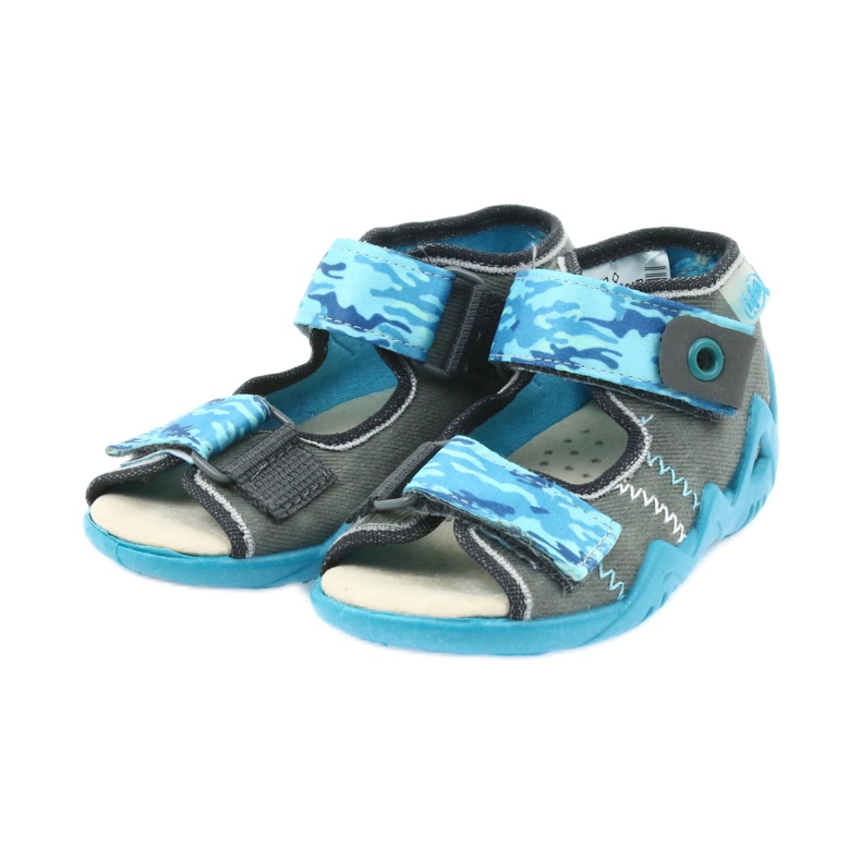Befado Kinderschuhe Sandalen mit Ledereinsatz 350P062 blau grau 3