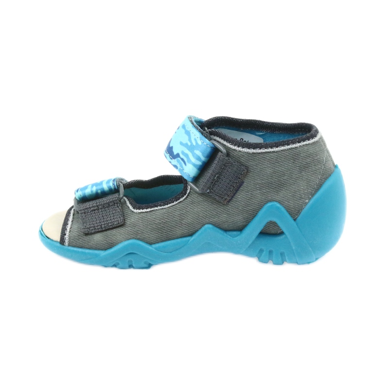 Befado Kinderschuhe Sandalen mit Ledereinsatz 350P062 blau grau 2