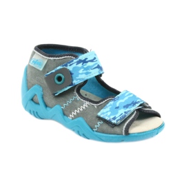 Befado Kinderschuhe Sandalen mit Ledereinsatz 350P062 blau grau 1