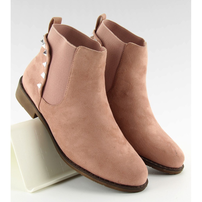Chelsea-Boots aus Wildleder mit rosa Nieten F175 2