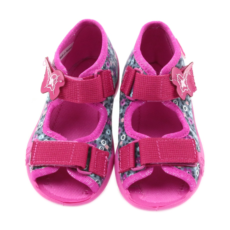 Befado Kinderschuhe Hausschuhe Sandalen 242p072 grau mehrfarbig rosa 4