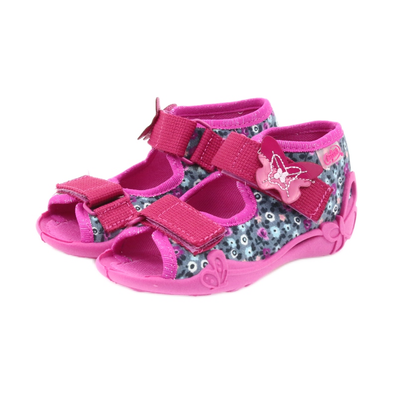 Befado Kinderschuhe Hausschuhe Sandalen 242p072 grau mehrfarbig rosa 3