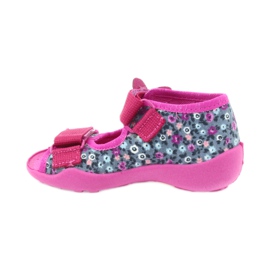 Befado Kinderschuhe Hausschuhe Sandalen 242p072 grau mehrfarbig rosa 2