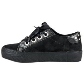 Bestelle Gebundene Sportschuhe schwarz 1