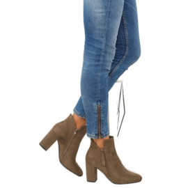 Braune Stiefel mit hohen Absätzen 6900 Khaki 2