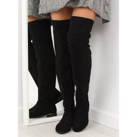 Schwarze Damen Overknee Stiefel 7570-PG schwarz 1