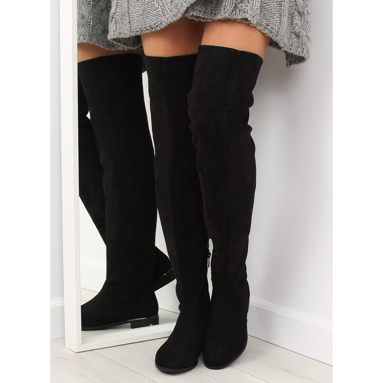 Schwarze Damen Overknee Stiefel 7570-PG schwarz 1