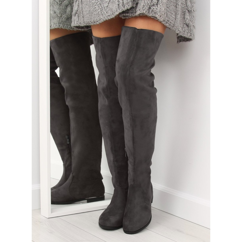 Grau Overknee-Stiefel für Damen 7570-PG Grau 1