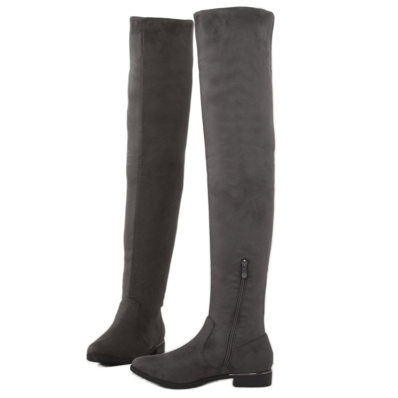 Grau Overknee-Stiefel für Damen 7570-PG Grau 2