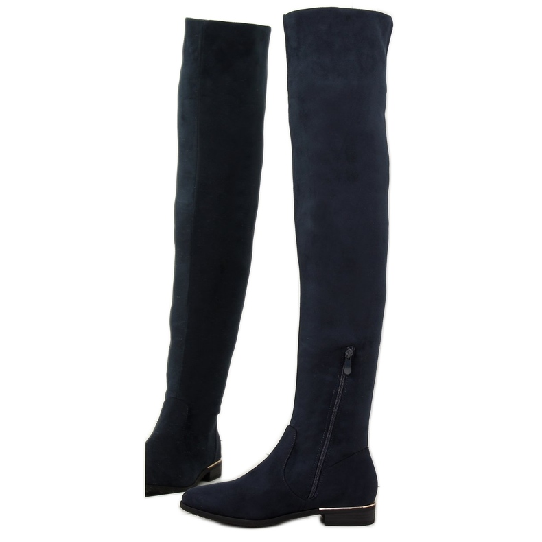 Marineblaue Overknee-Stiefel für Damen 7570-PG 2