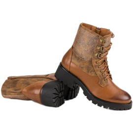 Ideal Shoes Geschnürte Arbeiter auf der Plattform braun 1