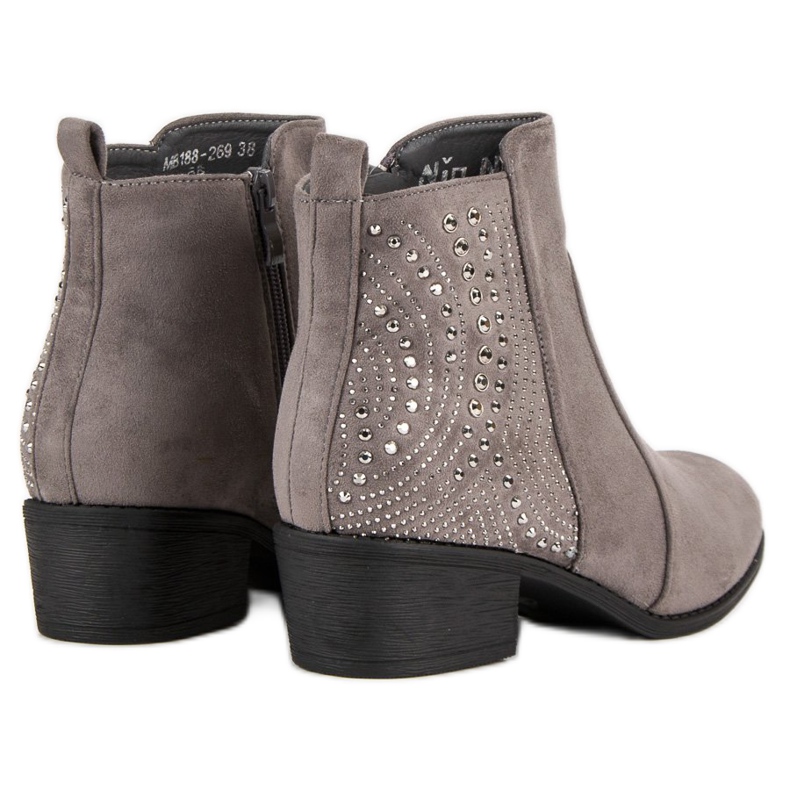 Nio Nio Graue Stiefeletten mit Kristallen 2
