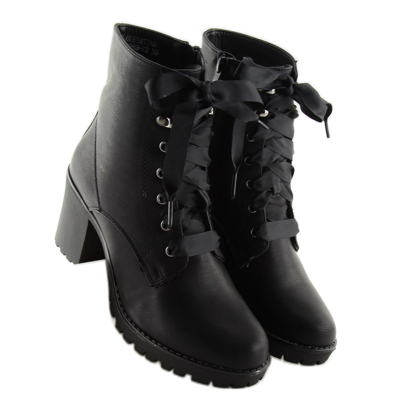 Schwarze hochhackige Arbeiter B2889-KB Schwarz 2