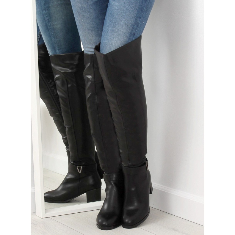 Schwarz SG-200 Schwarze Stiefel mit hohen Absätzen 1