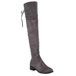 Queen Vivi Overknee-Stiefel aus Wildleder grau 1