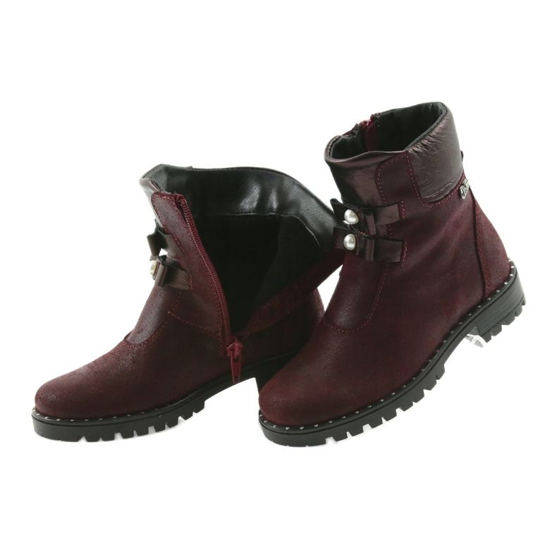 Ren But Mädchen Lederstiefel Ren, aber 3314 Burgund mit Bolzen rot 5