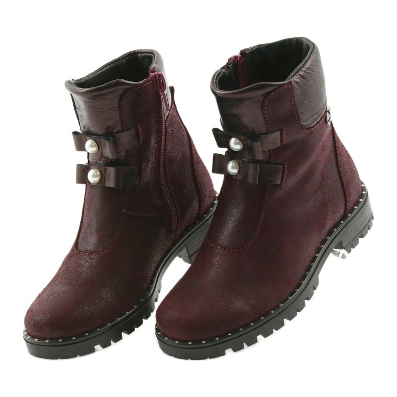 Ren But Mädchen Lederstiefel Ren, aber 3314 Burgund mit Bolzen rot 4