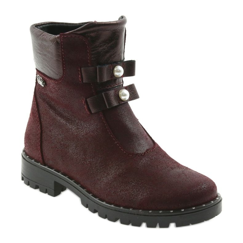 Ren But Mädchen Lederstiefel Ren, aber 3314 Burgund mit Bolzen rot 1
