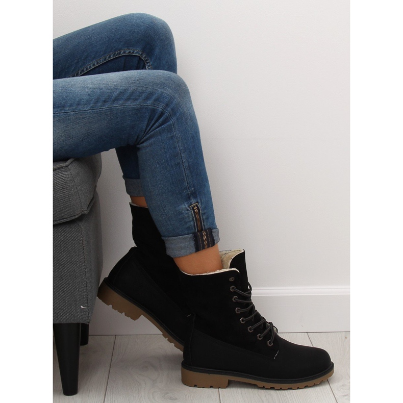 Holzstiefel schwarz 1123-PA Schwarz 1