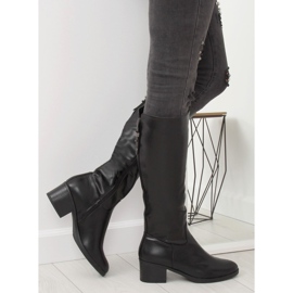 Schwarze Stiefel mit hohen Absätzen 635-1 Schwarz 2