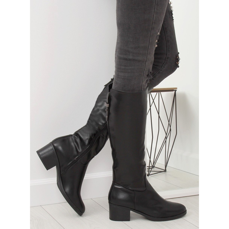 Schwarze Stiefel mit hohen Absätzen 635-1 Schwarz 2